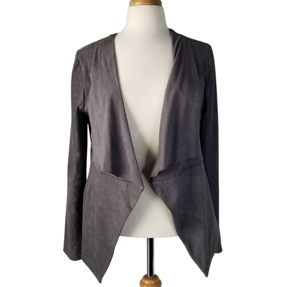 Cupcakes and Cashmere Ellis Draped Front Vegan Suede Jacket Thunderstorm Gray S - Picture 2 of 14